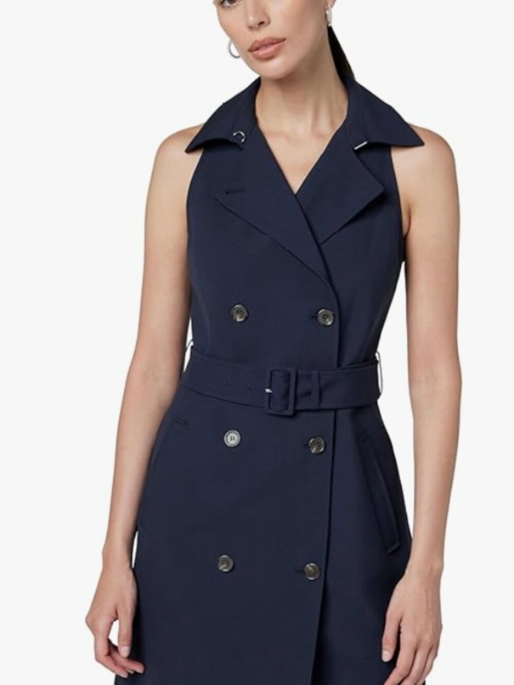 THEORY Halter Trench Dress Navy Blue Size 12 NWT
